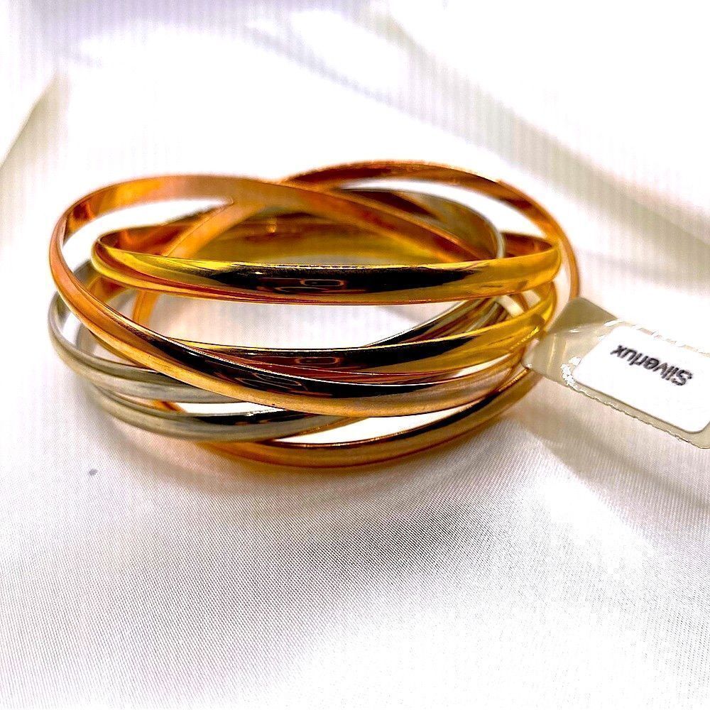 multi colored steel multiple hoops spiral bangle band bracelet